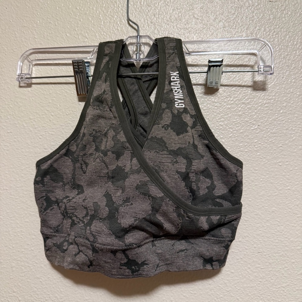 Gymshark olive Camouflage Sports Bra